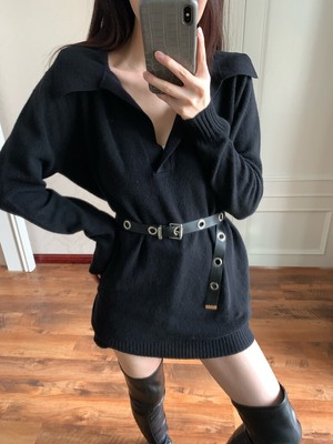 KHAITE Thin Stretch Cashmere, Long Pullover Top Women's Sweater in Black