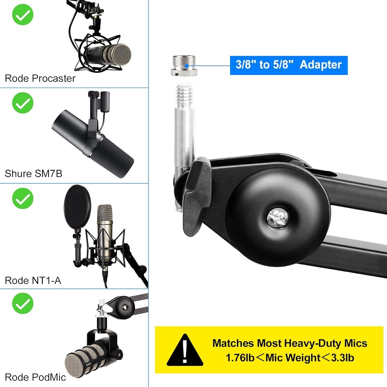 Hauea Large MICROPHONE ARM STAND Adjustable Suspension Boom Scissor