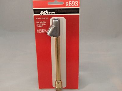 Milton S693 Dual Head Straight Foot Air Chuck ENDS LOCK ON VALVE THREADS MFG USA