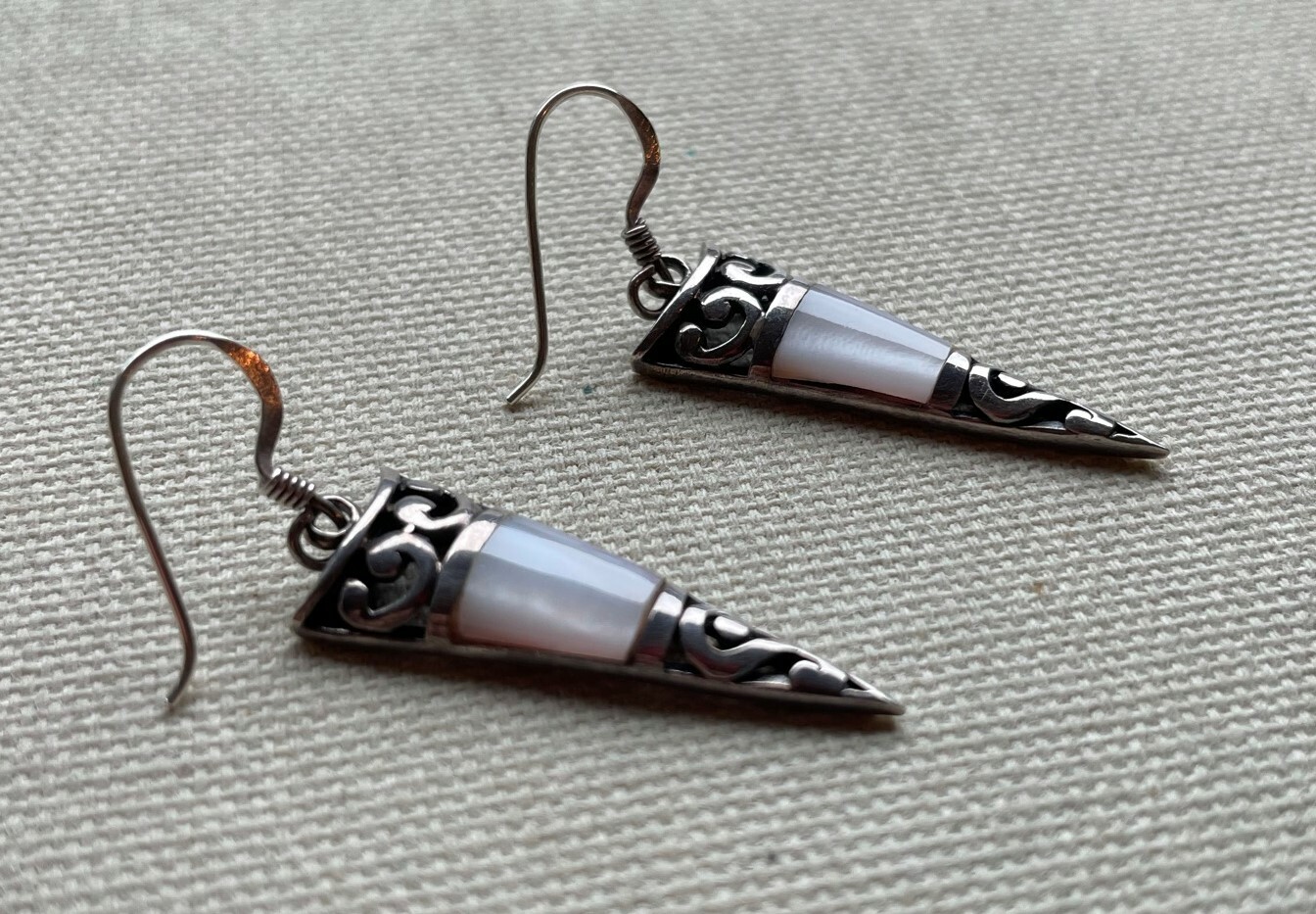 Spike Celtic Dangle Earrings Scroll Sterling Shel… - image 1