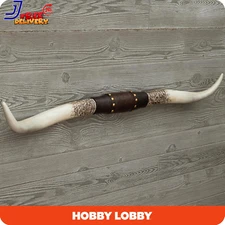 Western Americana Steer Horn Large Rustic Studded Longhorn Wall Decor Resin New
