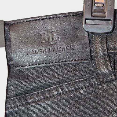 Lauren Ralph Lauren Coated High-Rise Skinny Ankle Jeans 12 Black Streetwear NWT - 第 8/14 張圖片