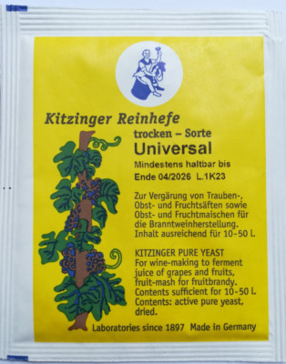 KITZINGER WEINHEFE TROCKENHEFE REINHEFE - universal -  für 10-50l Wein - Arauner