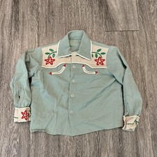 Vintage Boy  s / Toddler Kids Cowboy Western Long sleeve Collard Shirt