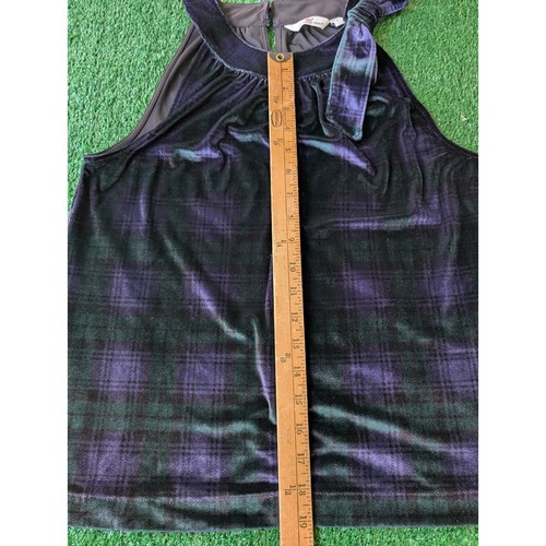 Vineyard Vines Velvet Plaid Halter Top Bow Neck Sleeveless Purple Green S - Picture 5 of 6