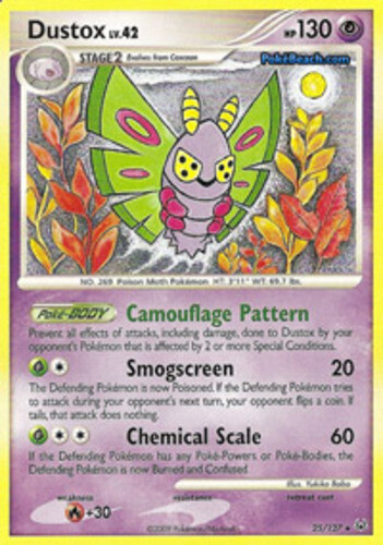 1x Dustox - 25/127 - Rare - Reverse Holo NM-Mint Pokemon Platinum