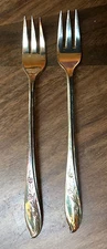 Springtime International Silverplate 1957    2 Cocktail Seafood Forks   5 3/4"