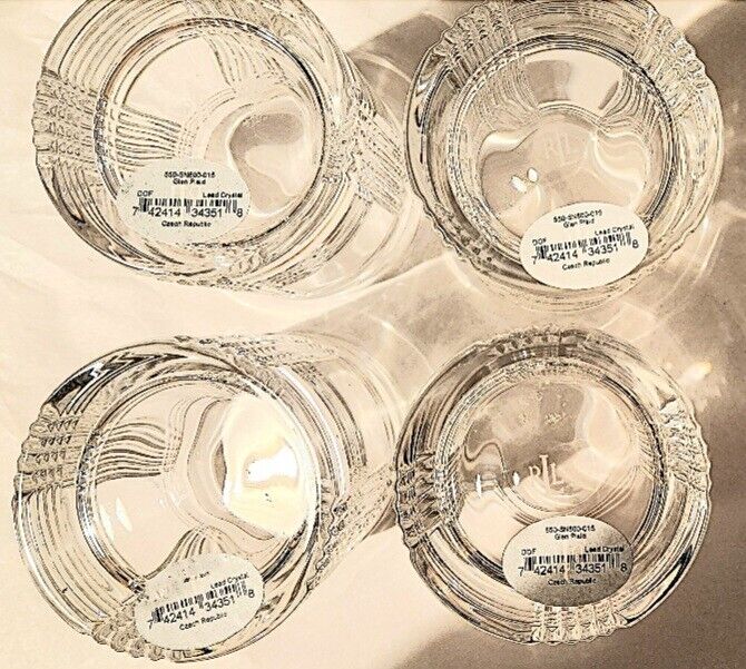 NEW - SET OF 4 RALPH LAUREN Lead Crystal GLEN PLAID DOUBLE NEW - SET OF 4 RALPH LAUREN Lead Crystal GLEN PLAID DOUBLE