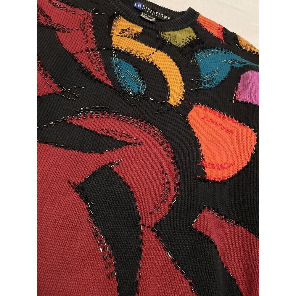 IB Diffusion 90's Y2K Beaded Patchwork Sweater Wo… - image 2