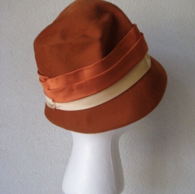 Vintage l 60s Wool Aurora Borealis Rhinestones Jewel Satin Ribbon Mod Bucket Hat Vintage l 60s Wool Aurora Borealis Rhinestones Jewel Satin  main image 3