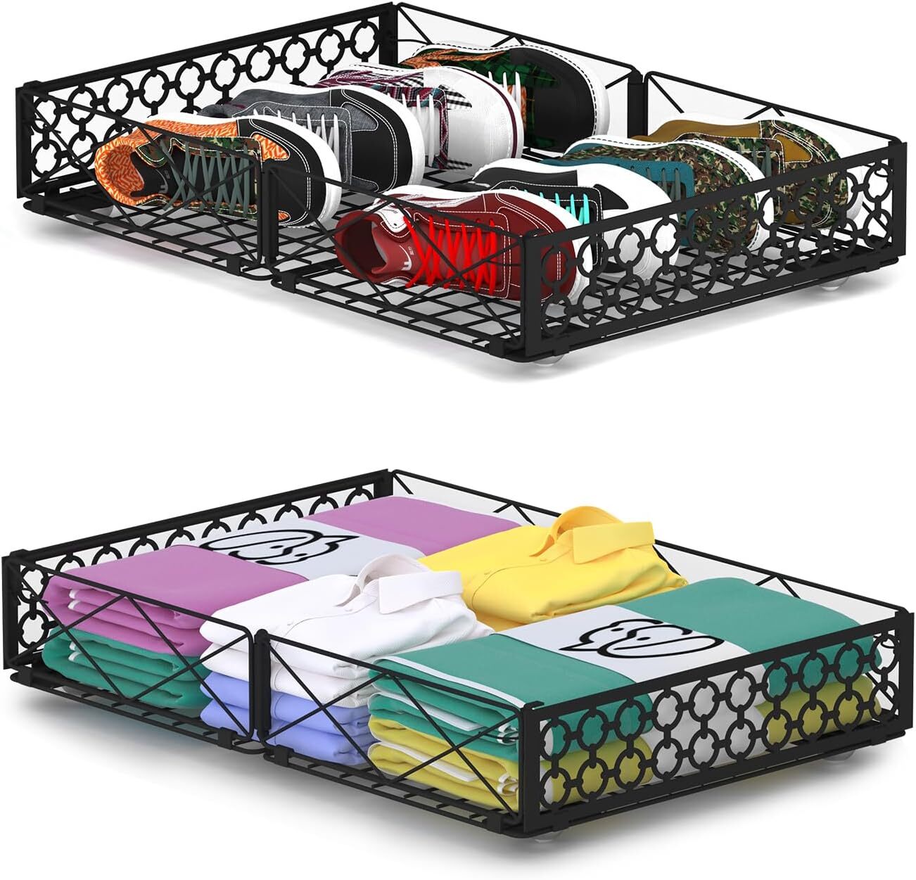 Under Bed Storage with Wheels, 2 Pack Rolling Under Bed Storage Containers-image