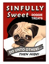 Retro Dogs Refrigerator Magnets - Pug Doggie Treats - Vintage Advertising Art