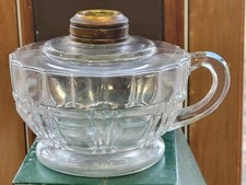 rare Flute & Block Finger/Hand Oil Lamp EAPG Pattern Glass c1880s