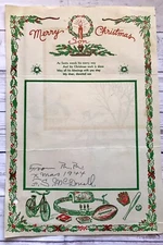 1944 Merry Christmas Letter Stationary Ice Skating Bike Toy Train Sports Books