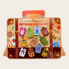 Disney HKDL Pin Trading Carnival 2022 Luggage Tag Set - Marie Stitch Pooh Pascal