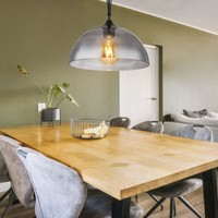 HäNgelampe Pendelleuchte Wohnzimmerlampe Glas Rauch 1 Flammig Rund H 120 Cm