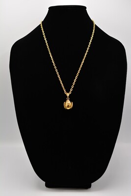 Vintage Pendant Necklace Clear Cabochon Floral Egg Tribal