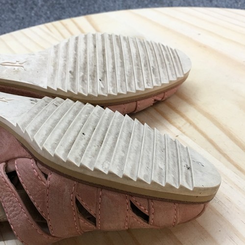 Frye Sandals Womens 7.5 M Closed Toe Ankle Straps Wedge Casual Pink Leather - Picture 16 of 21