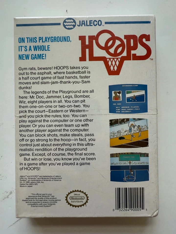 Hoops (Nintendo Entertainment System, 1989) New Factory Sealed Jaleco OOP NES - Image 2 of 4