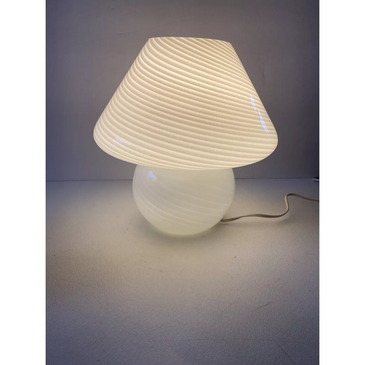 Authentic Vintage Murano Mushroom Glass Lamp MCM Swirl Vetri Italy 1960 70 s