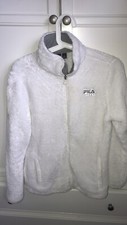 Genuine Vintage Fila Sport White Fluffy Fleece Jacket New Size Small
