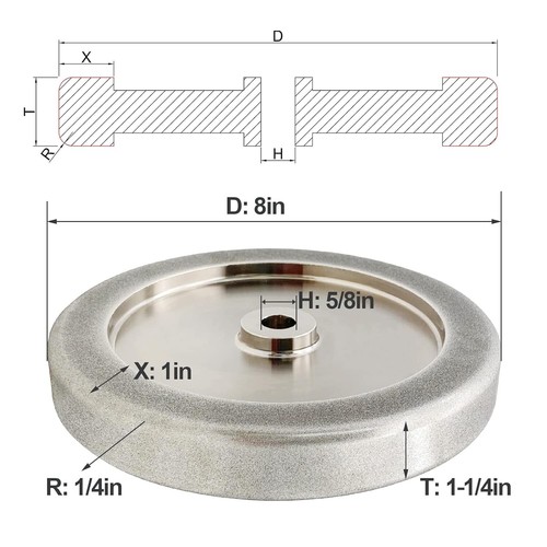 Premium CBN 4-in-1 Grinding Wheel 8"x1.25" for Woodturning & High Speed Tools - Picture 6 of 9