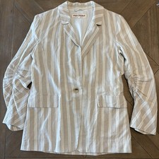 Free People Fern Blazer in Dusty Beige Oversized Linen Blend Size XS