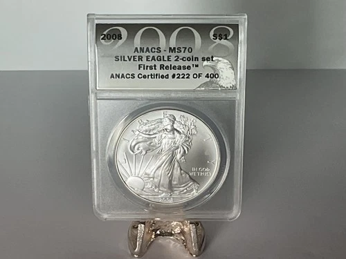 2008 American .999 1 oz Silver Eagle $1 MS70 ANACS ~First Release~ Perfect🔥!