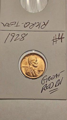wheat penny 1928 LINCOLN CENT GREAT  RED BU 1928-P LOT#4  NICE RED UNC