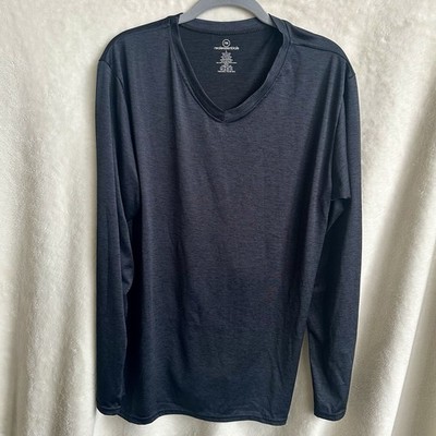 Real Essentials Men's Long Sleeve Black UPF Quick Dry Sun Shirt Size Large
