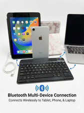 Universal Bluetooth Keyboard with Tablet Case for IOS Android Windows MarblePink