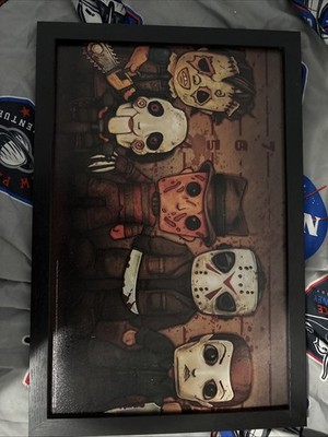 Big Chris Art Killer Line Up Wood Framed Horror Characters Print 18in x12in