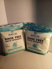 New Scrubzz Rinse Free Bath Sponge, No Rinse Bathing Wipes 50 Sheets Total