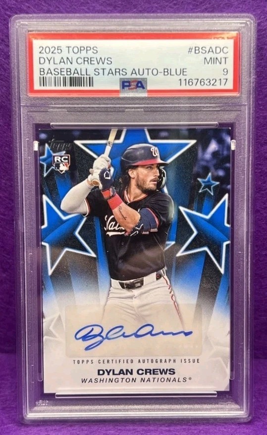 2025 Topps Baseball Stars Dylan Crews Autograph Blue /150 PSA 9 RC Nationals