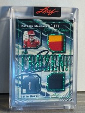 2025 Leaf Glory of the GAME USED JERSEY 1/1 PATRICK MAHOMES JALEN HURTS FROZEN