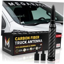 Black 50 Cal Bullet Antenna for Chevy Silverado GMC Sierra Truck, Carbon Fiber