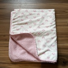 Carters Child Of Mine Pink White Hearts Sherpa Baby Blanket Satin Trim Love