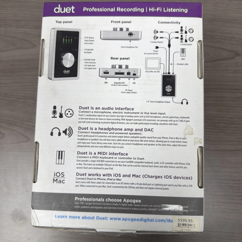 Apogee Duet 2 USB Audio Interface for IOS, Mac - Silver/Black. - Image 2 of 4