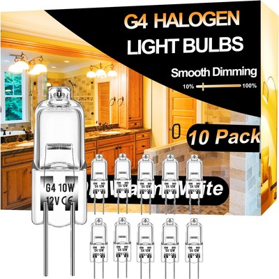 10 Watt 12 Volt Light Bulbs - 10 Pack Long Lasting G4 Bulb, High Output Dimma