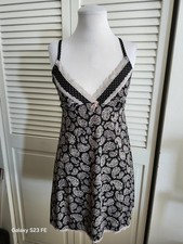 Marilyn Monroe  V-neck Top Slip Dress Straps Adjust Black/white,Lace Trim Size M