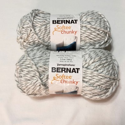 2 Yarnspirations Bernat Softee Chunky Yarn Grey Ragg Super Bulky 100g Acrylic