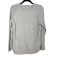 J McLaughlin Small S Gray Cotton Cashmere Crew Neck Pullover Sweater Stitch