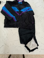Early 90s Vintage Nike Tracksuit Windbreaker Mens L Black/Purple/Blue