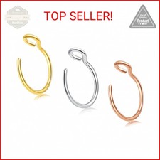 3 Pcs Nose Rings Hoops Nose Piercings Nose Piercing Jewelry Faux Fake Nose Ring