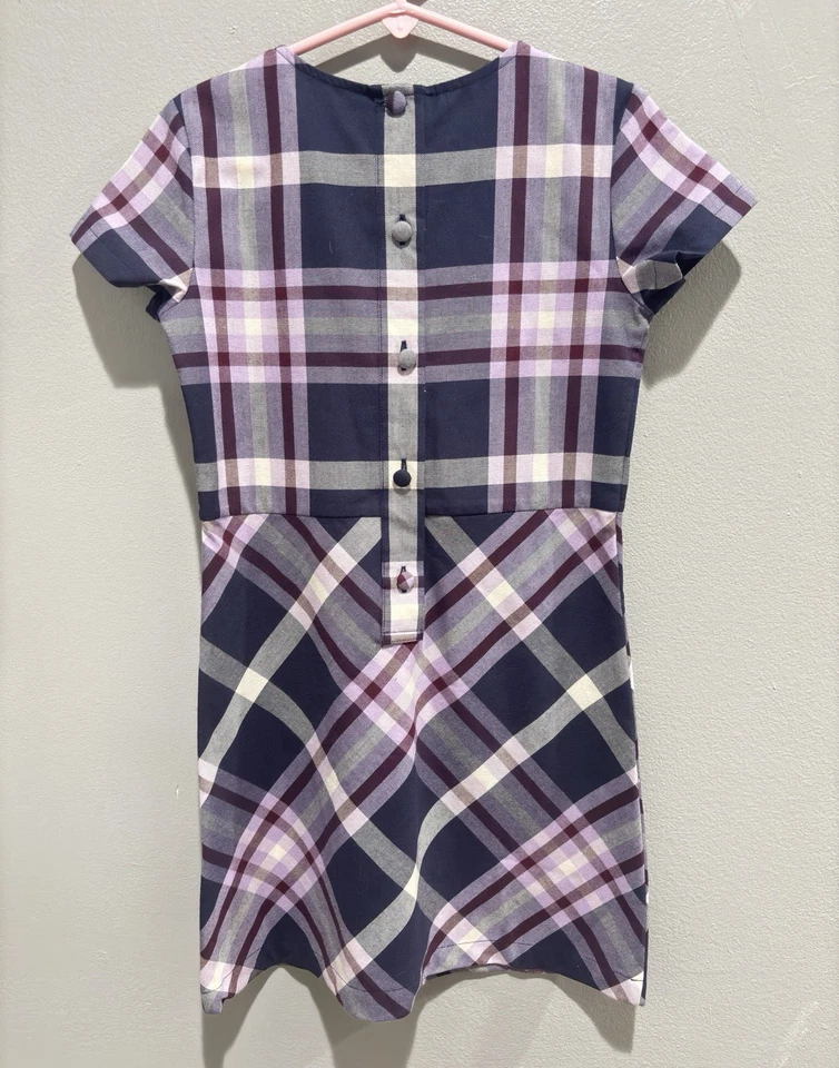 Brooks Brothers Girls Size 5 Purple Plaid Short Sleeve Dress NWT Fleece Preppy - Image 2 of 4