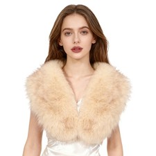 Faux Fur Shawl for Women Collar Scarf Wrap Winter Neck Warmer Fluffy Soft Stole
