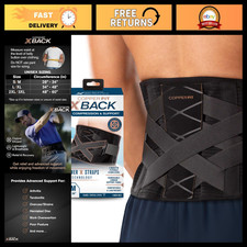 Adjustable Copper Fit X-Back Brace for Lower Back Pain Relief, Lumbar Support, S