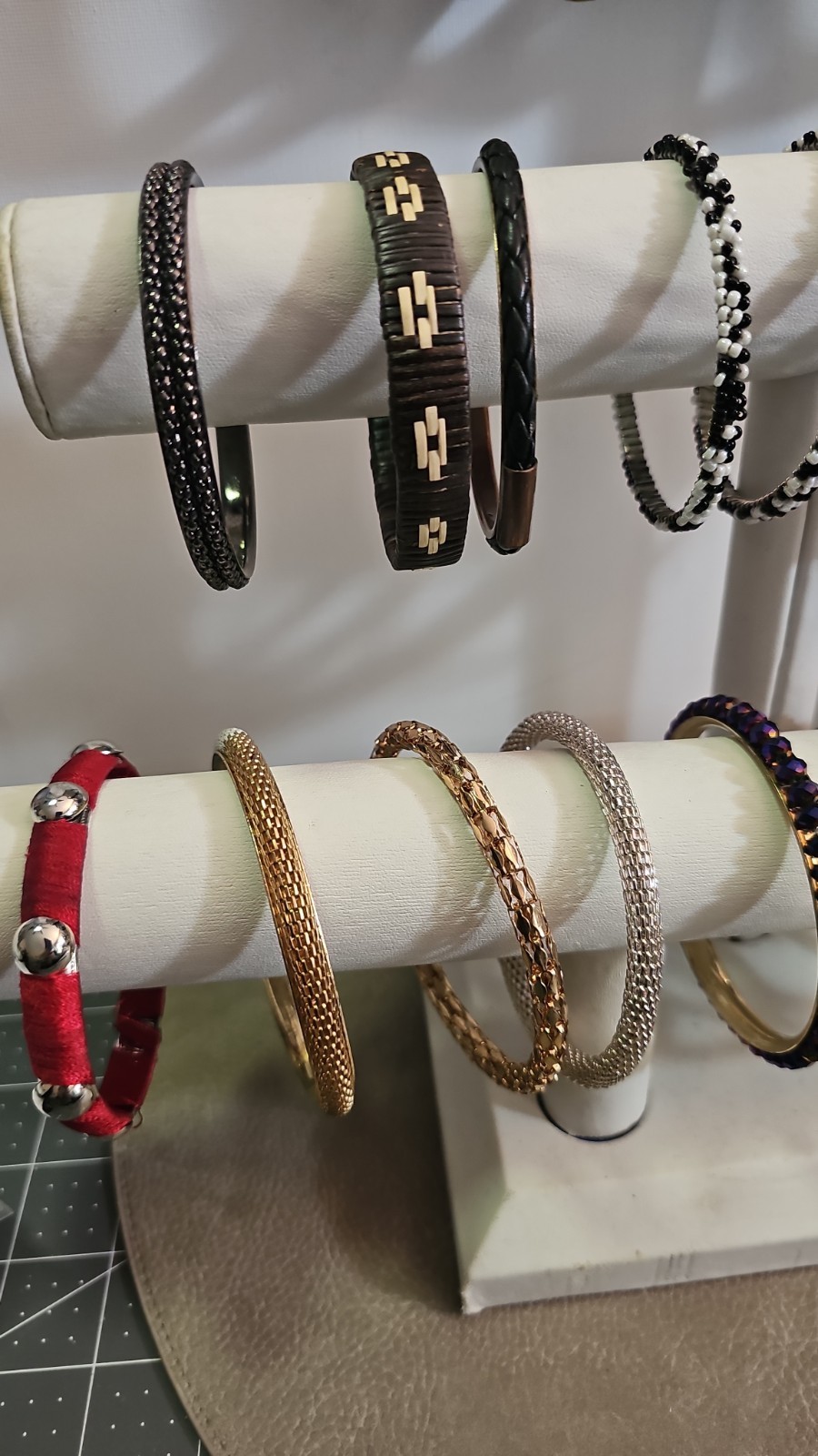 26 Wrapped Solid Metal Bangles - Beads. Wire Mesh… - image 5