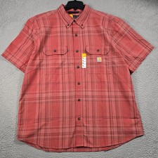 Carhartt Shirt Men Extra Large XL Red Plaid Outdoor Button Up Loose Camping NWT