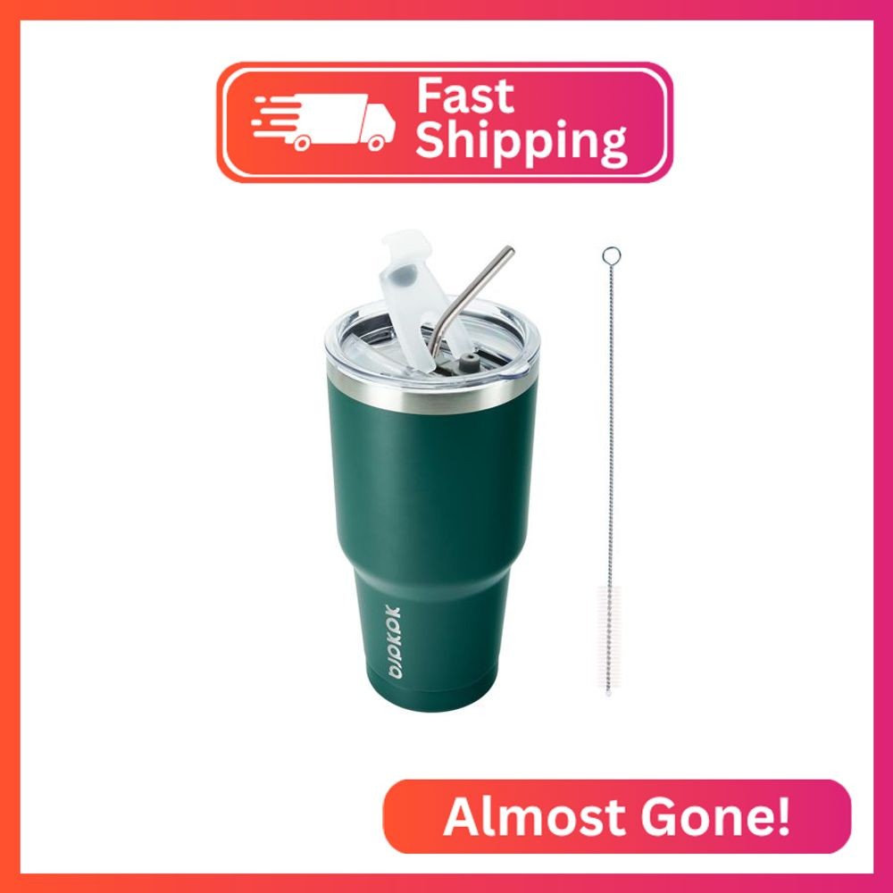 BJPKPK 30oz Tumbler with Lids and Straws, Stainless Steel Vacuum Insulated Coffe